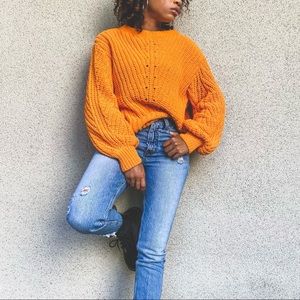 H&M Balloon Puff Sleeve Orange Sweater